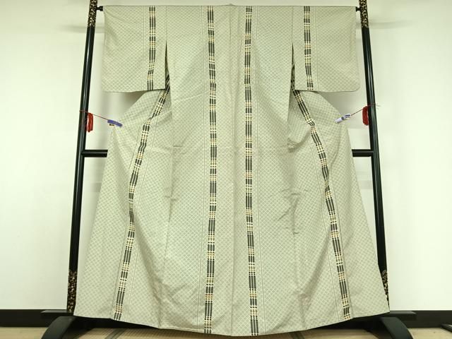 平和屋着物 上質な紬 単衣 間道 ロング丈 正絹 jh