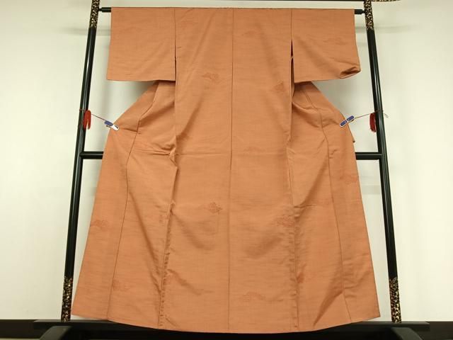 平和屋着物 上質な紬 単衣 吉祥花文 正絹 jh