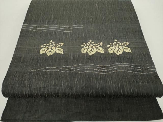 平和屋着物 太鼓柄袋帯 黄金繭 スリーシーズン帯 春 夏 秋 すくい織 桐 黒地 金糸 正絹 ps