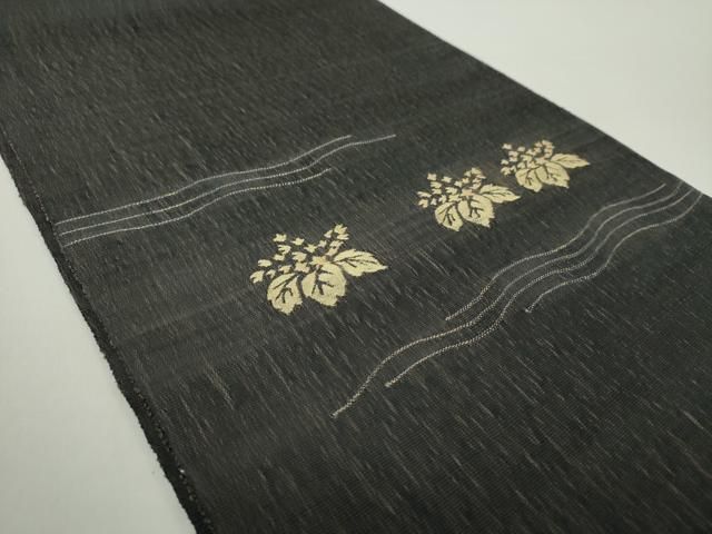 平和屋着物 太鼓柄袋帯 黄金繭 スリーシーズン帯 春 夏 秋 すくい織 桐 黒地 金糸 正絹 ps