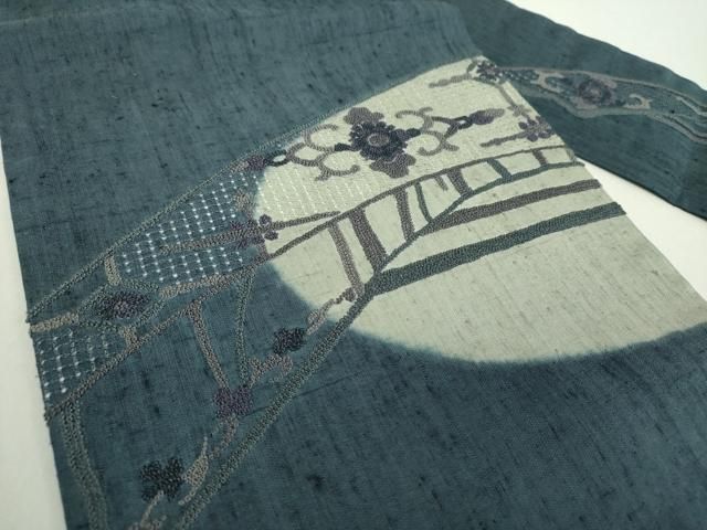 平和屋着物 中国三大刺繍 スワトウ相良刺繍 汕頭相良刺繍 総刺繍 九寸名古屋帯 紬地 洋花文 正絹 ps