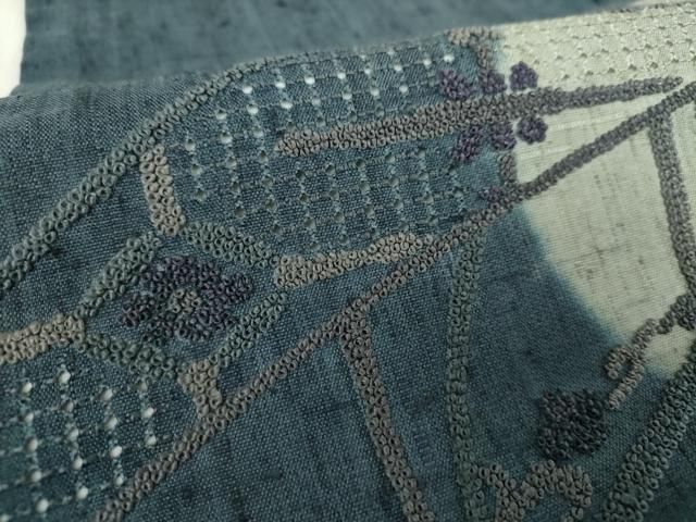  平和屋着物 中国三大刺繍 スワトウ相良刺繍 汕頭相良刺繍 総刺繍 九寸名古屋帯 紬地 洋花文 正絹 ps 名古屋帯 帯