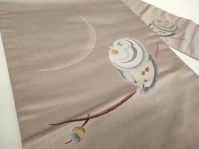 平和屋着物 九寸名古屋帯 梟 金糸 正絹 ps