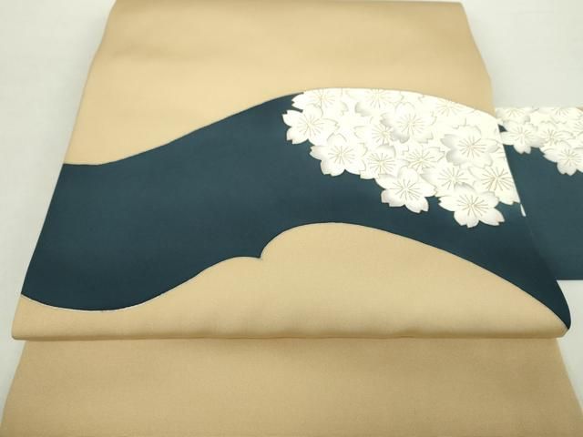 平和屋着物○塩瀬 九寸名古屋帯 舞桜 金彩 正絹 逸品 DABA1356ps