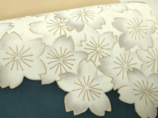 平和屋着物○塩瀬 九寸名古屋帯 舞桜 金彩 正絹 逸品 DABA1356ps