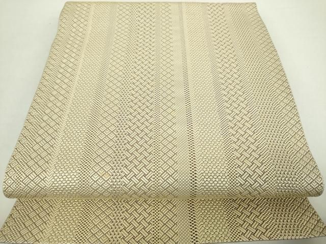 小森草木染工房 博多織 ジャバラ紋 正絹 八寸名古屋帯 サンドアイボリー 極美品 楽天市場】平和屋本店□極上 本場筑前博多織 草木染 手織工房 染匠