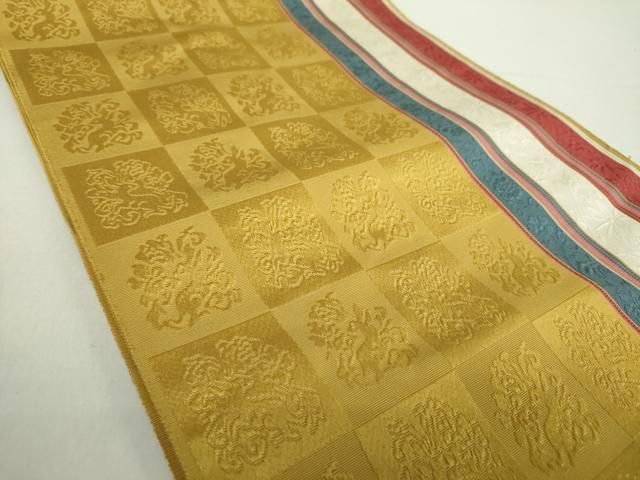 平和屋着物 本場筑前博多織 八寸名古屋帯 名物裂 花兎間道 正絹 ps