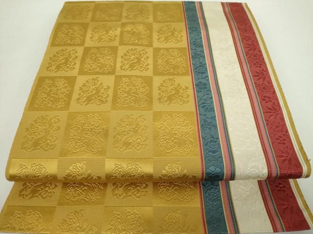 平和屋着物 本場筑前博多織 八寸名古屋帯 名物裂 花兎間道 正絹 ps