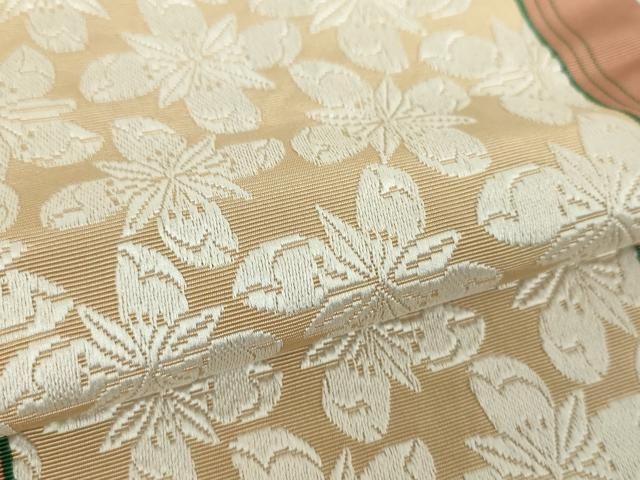  平和屋着物 本場筑前博多織 両面 半幅帯 花間道 正絹 ps 半巾 半幅 小袋帯 帯