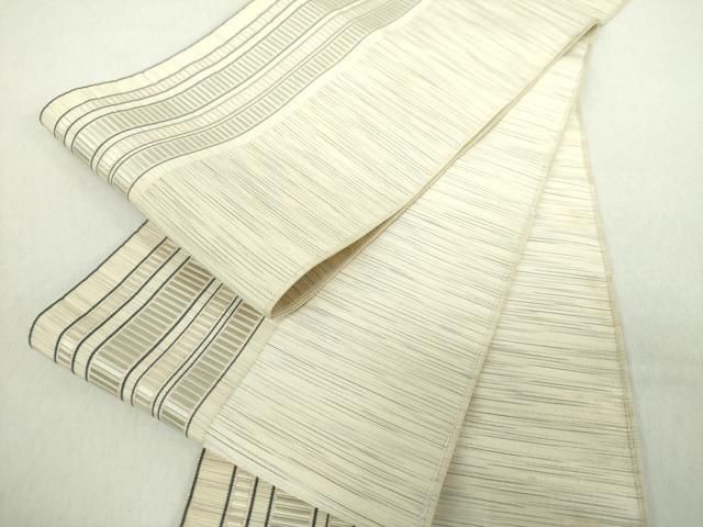 平和屋着物 本場筑前博多織 両面 半幅帯 間道 正絹 ps