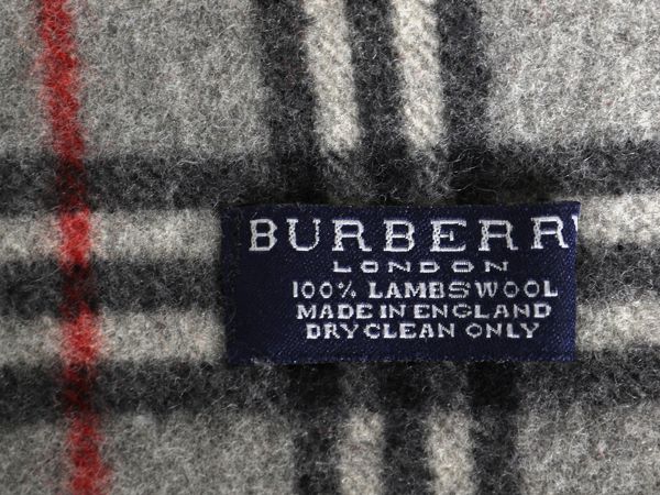  な ! イギリス製 バーバリー チェック マフラー 古着 英国製 ラム ウール フリンジ付き アーカイブ ノバチェック 防寒 ビジネス カジュアル マフラー 小物