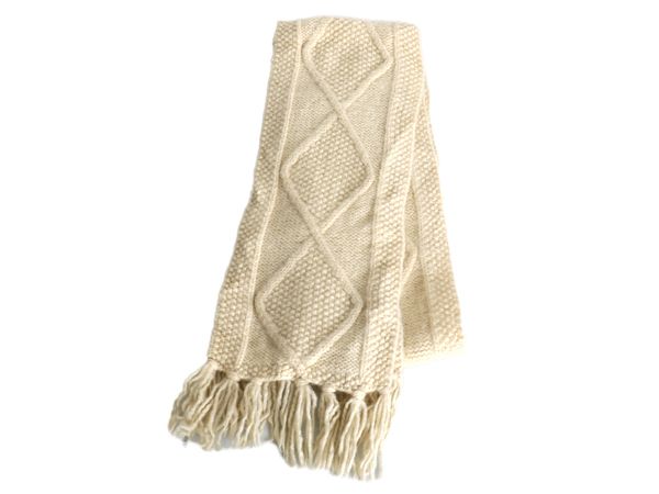 な ! 80 s アイルランド製 JOHN MOLLOY フリンジ付き ケーブル ニット マフラー メンズ レディース ヴィンテージ ウール フィッシャーマン 無地