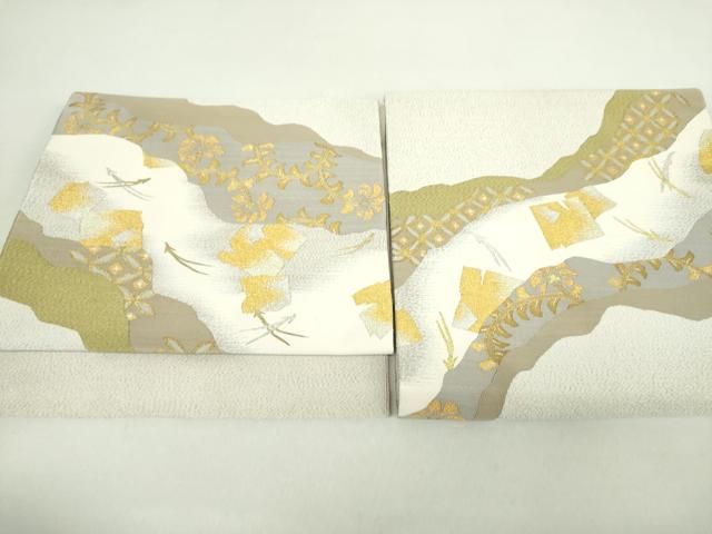 平和屋着物 爪掻き本綴れ つけ帯 更紗花文 若松葉 金銀糸 正絹 ps