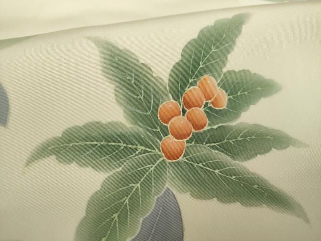  平和屋着物 塩瀬 九寸名古屋帯 作家物 草花文 南天 金彩 正絹 ps 名古屋帯 帯