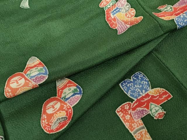 平和屋着物 上質な小紋 型染め 玩具文 鬼しぼ縮緬 正絹 cs