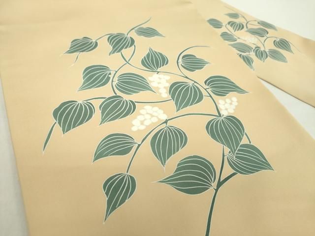 平和屋着物 塩瀬 九寸名古屋帯 刺繍 草花文 正絹 ps