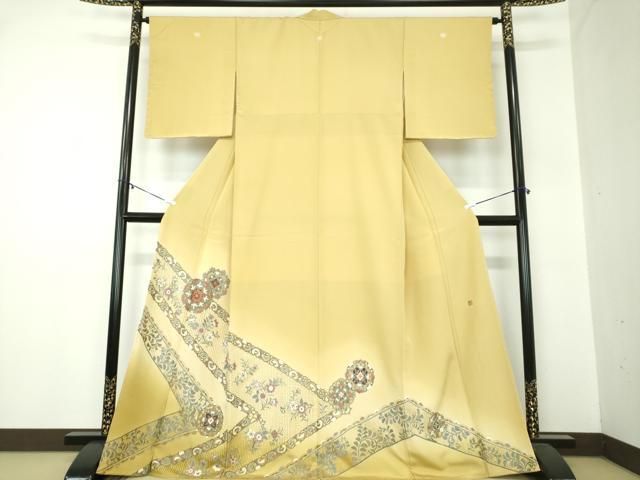 平和屋着物 上 中国三大刺繍 スワトウ刺繍 汕頭刺繍 総刺繍 色留袖 椿貴彩 暈し染め 金糸 反端付き 正絹 ps