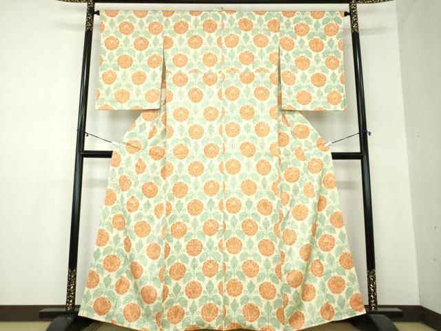 平和屋着物 上質な小紋 草花文 金彩 松坂屋扱い 正絹 ps