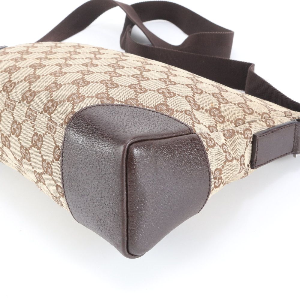 極美品 グッチ GG キャンバス 114273 レザー ショルダーバッグ 斜め