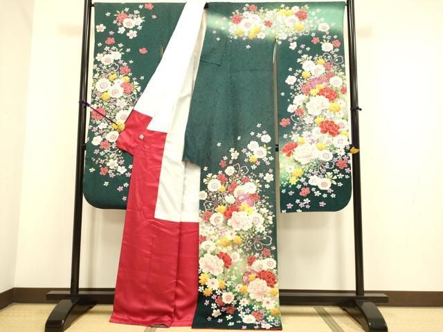 平和屋着物 豪華振袖 刺繍 花毬文 暈し染め 金彩 銀通し地 正絹 du