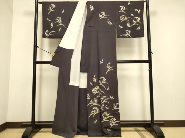 平和屋着物 訪問着 総刺繍 雪芝花文 金糸 正絹 du