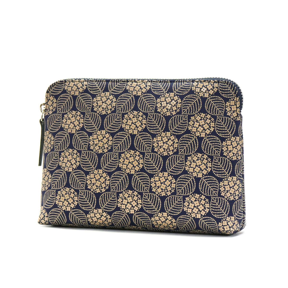 印傳屋 ポーチ 印伝 インデンヤ INDEN-YA No.14 小物入れ ケース レディース メンズ 和小物 和柄 本革 漆 4414 あじさい 紺x白