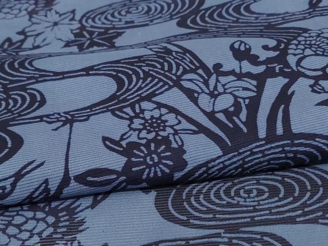  平和屋着物 夏物 小紋 絽 型染め 流水花鳥文 正絹 jd 小紋 着物