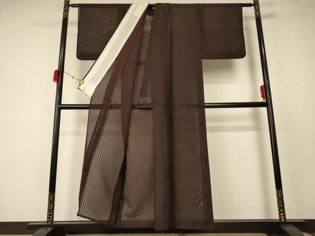平和屋着物 夏物 色無地 紗 赤墨色 正絹 jd