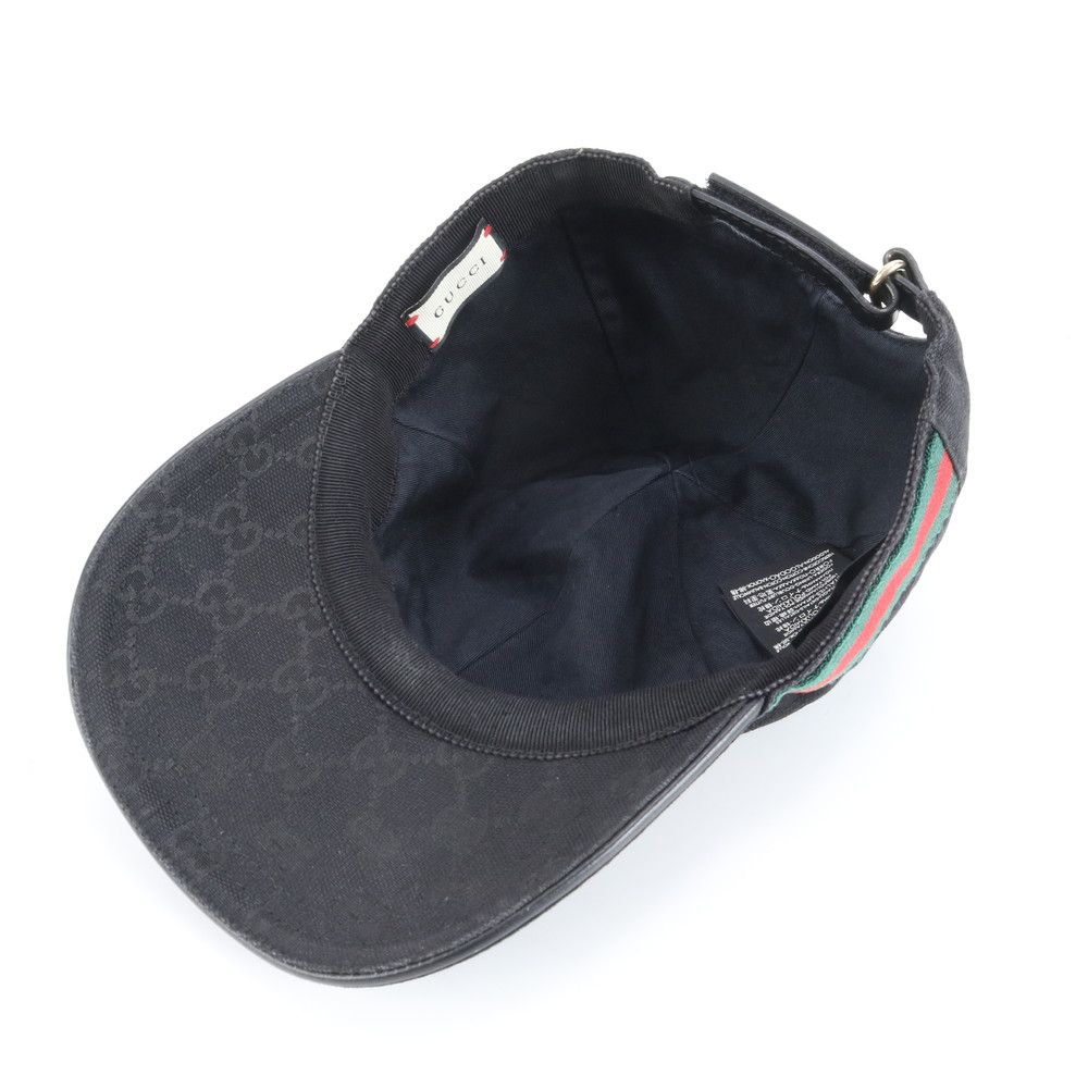 極美品 グッチ GG キャンバス シェリー ライン ベースボール キャップ