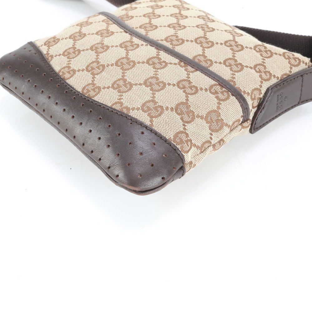 極美品 グッチ GG キャンバス 147671 レザー ショルダーバッグ 斜め