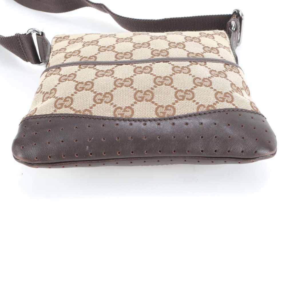 極美品 グッチ GG キャンバス 147671 レザー ショルダーバッグ 斜め