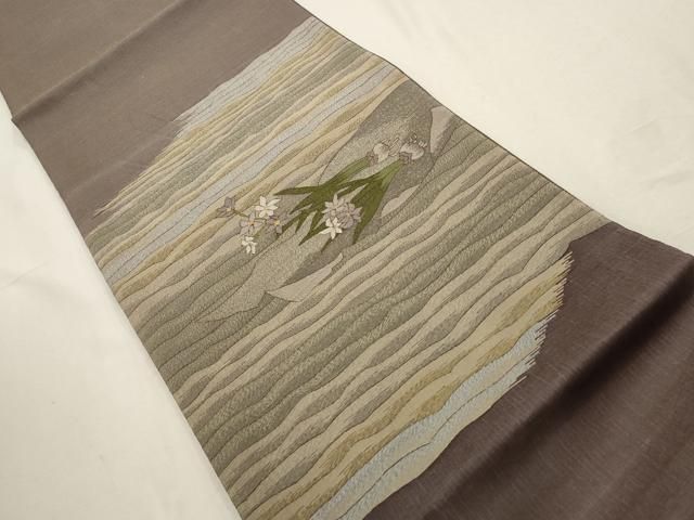 平和屋着物 夏物 太鼓柄袋帯 草花文 金糸 正絹 wj