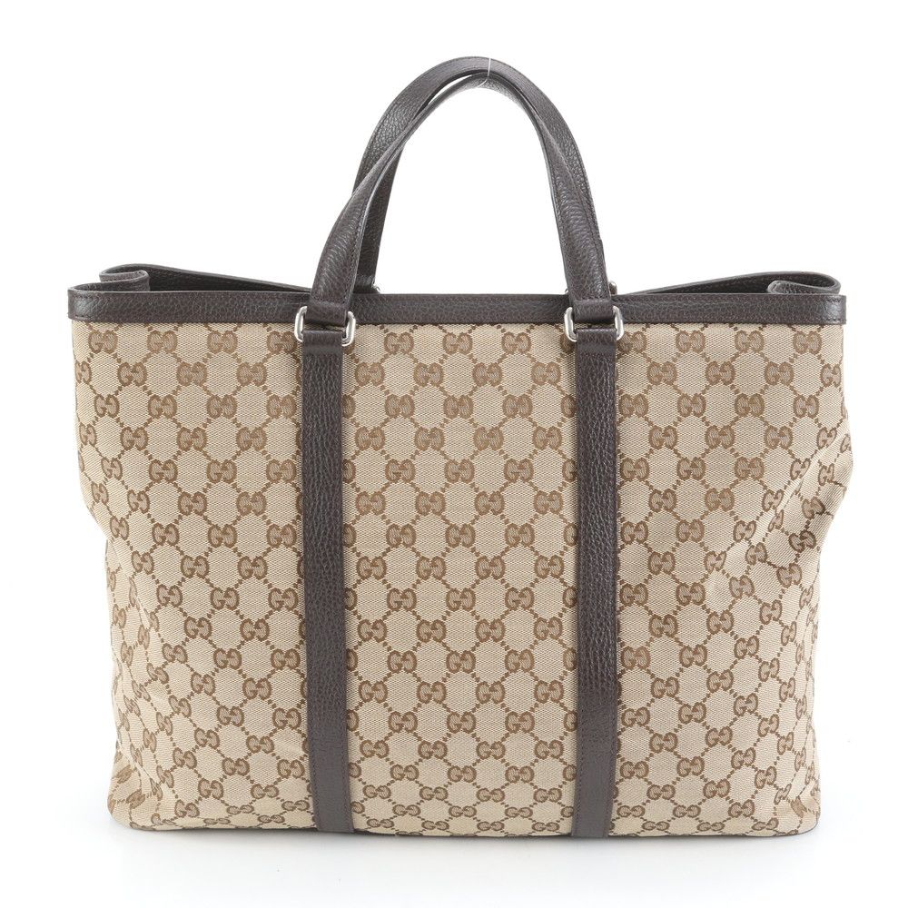 GUCCI GGキャンバス×レザー トートバッグ ブラウン グッチトートバッグGG キャンバスレザーブラウン