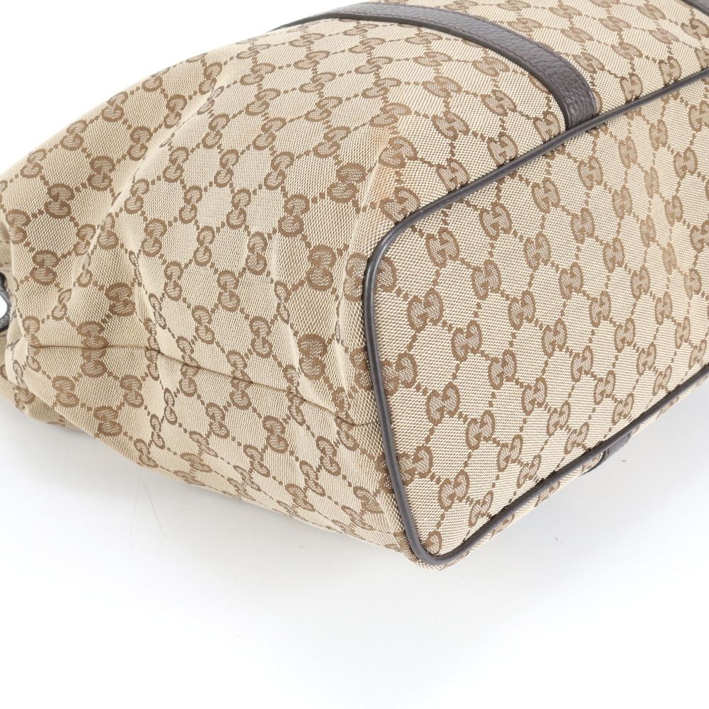 GUCCI　トートバッグ　GGキャンバス　レザー　肩掛け　A4サイズ　ベージュ GUCCI レザートートバックベージュ