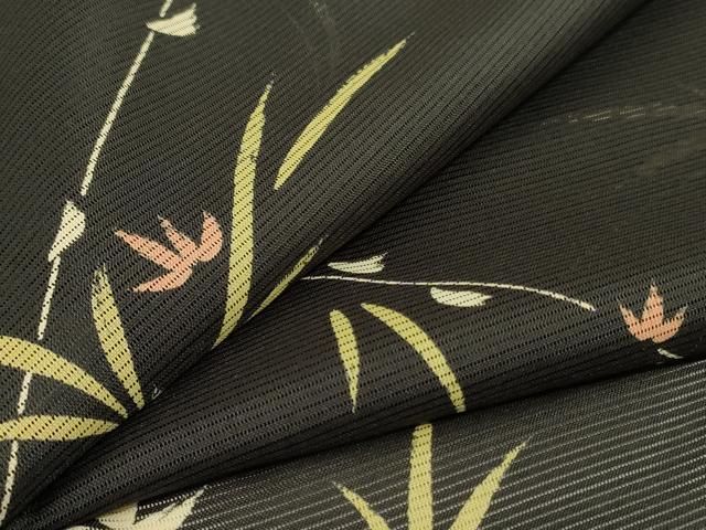 平和屋着物 夏物 小紋 絽 草葉文 洗える着物 jd