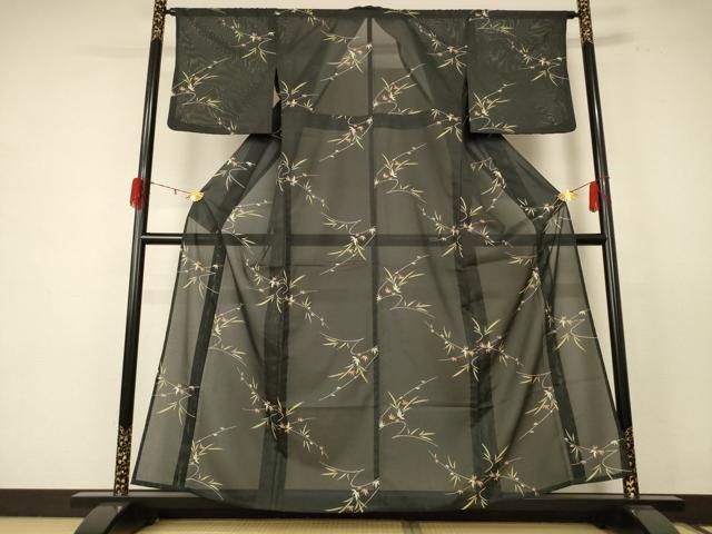 平和屋着物 夏物 小紋 絽 草葉文 洗える着物 jd