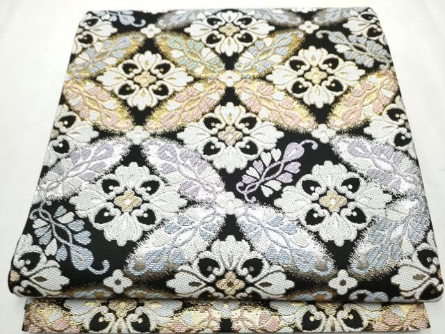 平和屋着物 塩瀬 六通柄袋帯 唐織 慶賀 黒地 金銀糸 正絹 hy