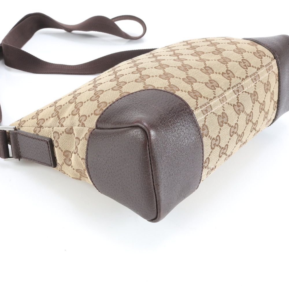 極美品 グッチ GG キャンバス 114273 レザー ショルダーバッグ 斜め