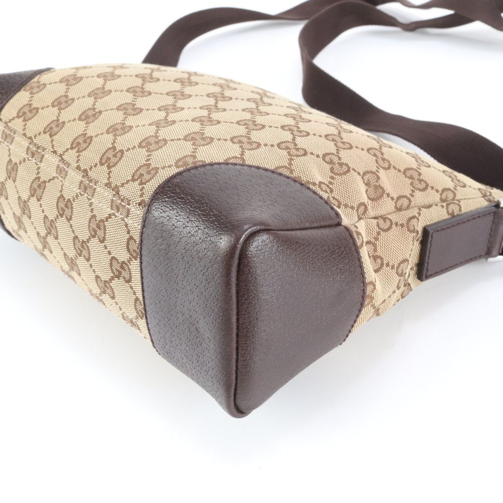 グッチ GG柄 キャンバス×レザー ショルダー メッセンジャー バッグ 茶色 GUCCI グッチ GG柄 ショルダーバッグ メッセンジャーバッグ ブラウン