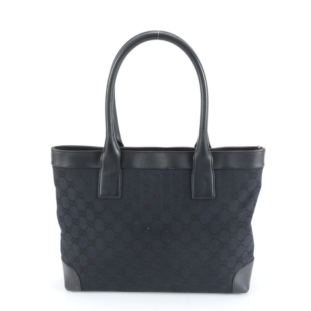 グッチ　トートバッグ　ビジネス　GGキャンバス　レザー　A4 肩がけ　ブラック 極美品 グッチ GG キャンバス 002-1119 レザー トート バッグ 肩掛け