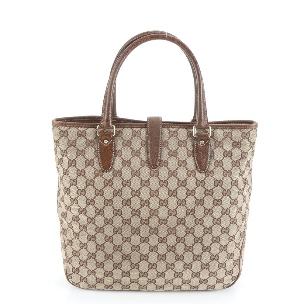 極美品 グッチ GG キャンバス ニュー ジャッキー 145818 レザー トート