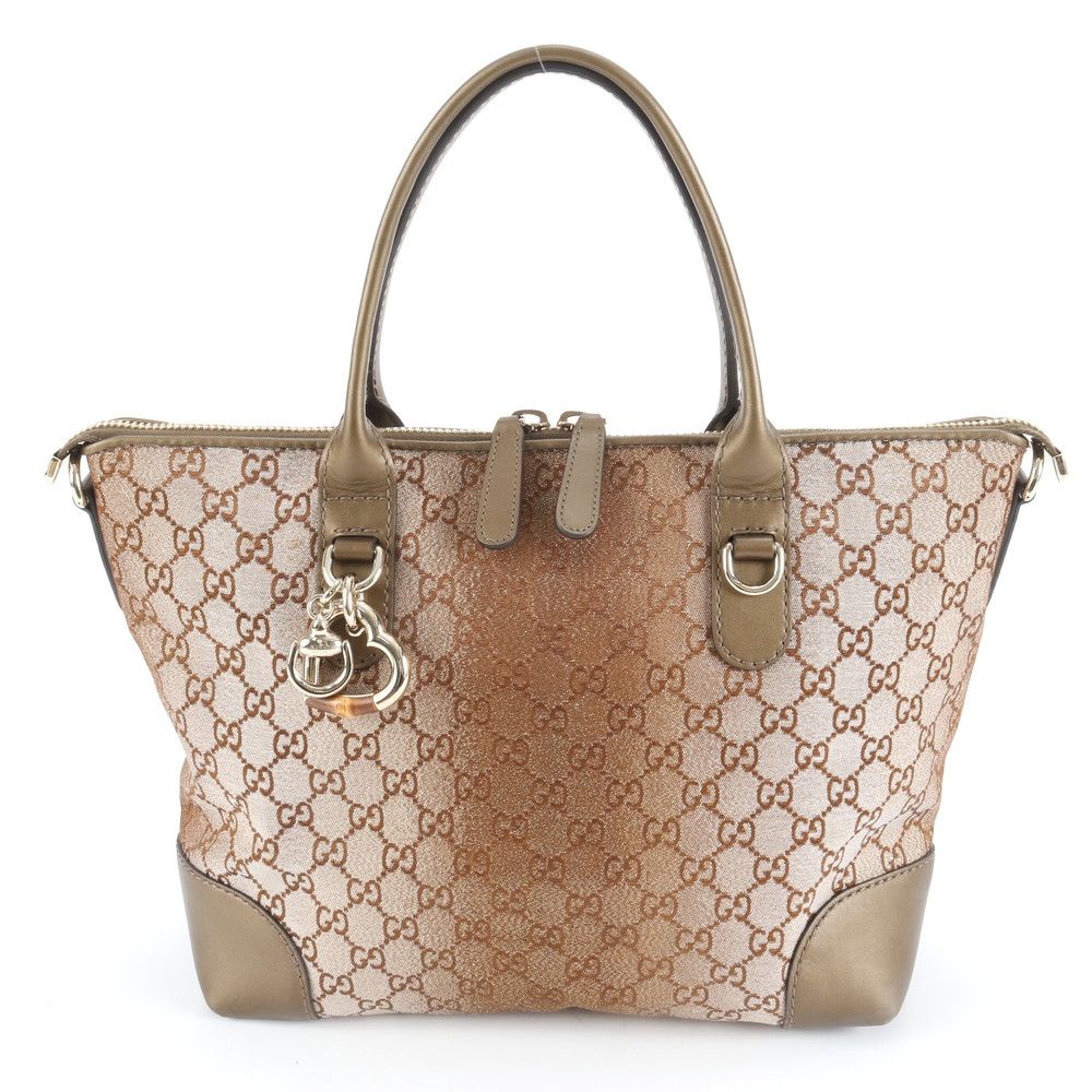 極美品 グッチ GG キャンバス ハートビット 269957 レザー トート