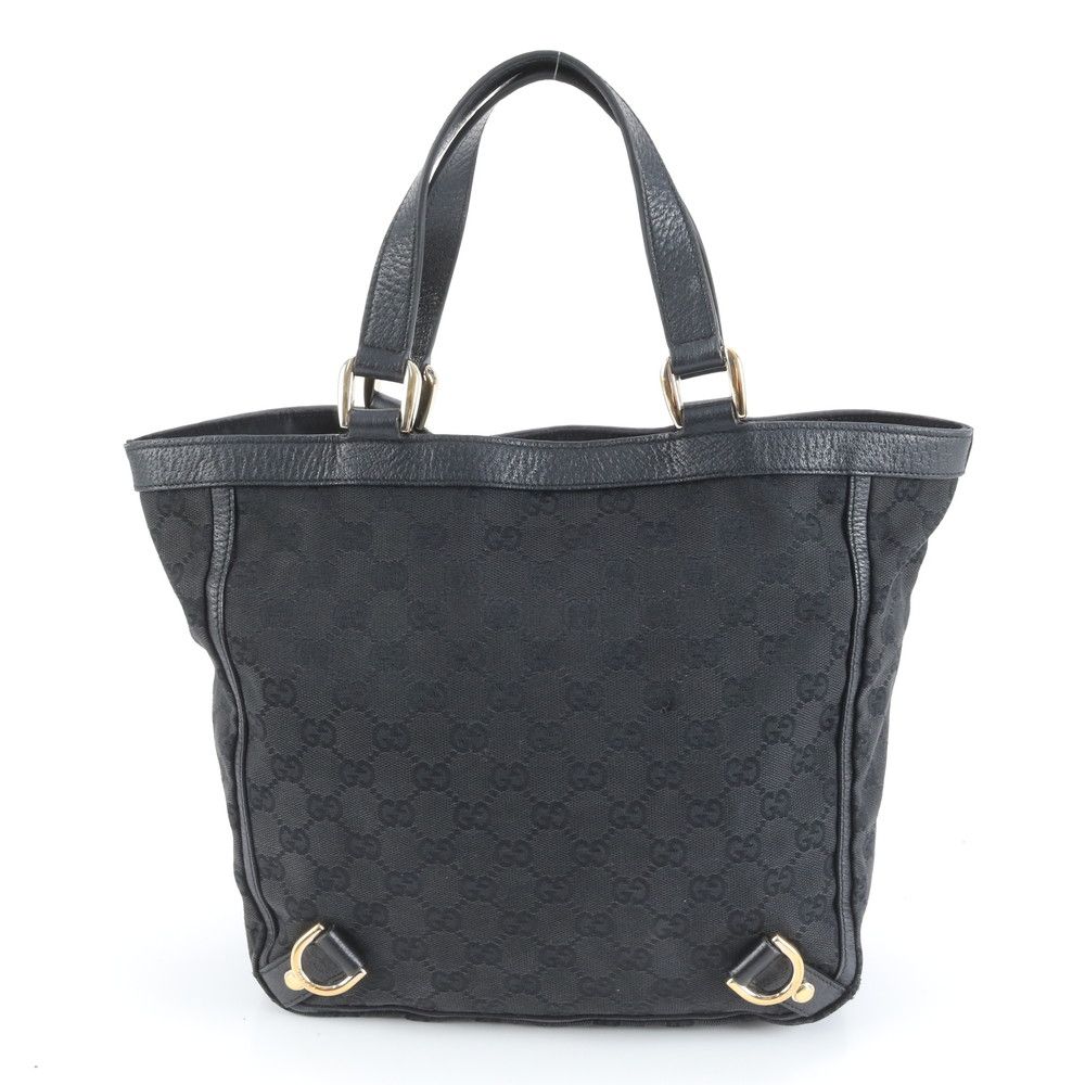 極美品 グッチ GG キャンバス アビー 130739 レザー トート バッグ