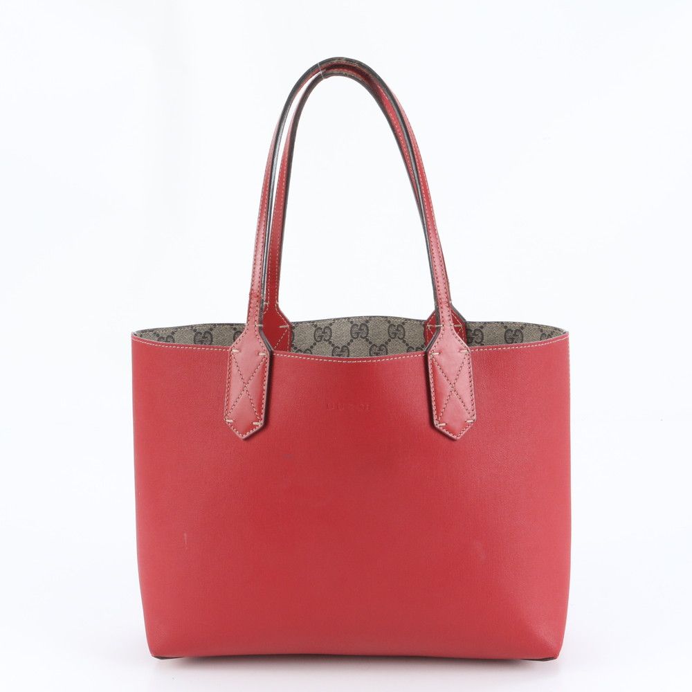【美品〜良品】GUCCI グッチ トートバッグ GGスプリーム×レザー 極美品 グッチ GG スプリーム リバーシブル 372613 レザー トート