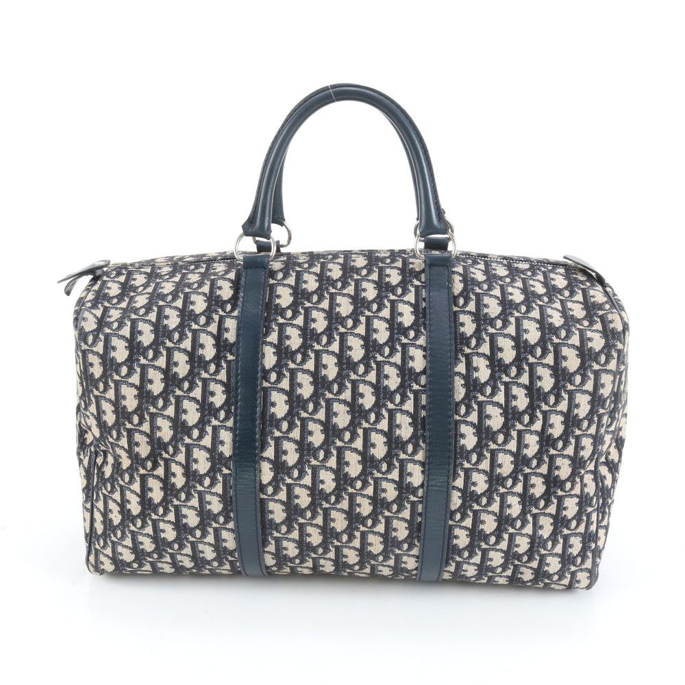 クリスチャンディオール トロッター レザー ボストン バッグ 出張 旅行 トート トラベル ネイビー A 4 レディース EUE DE 20 10