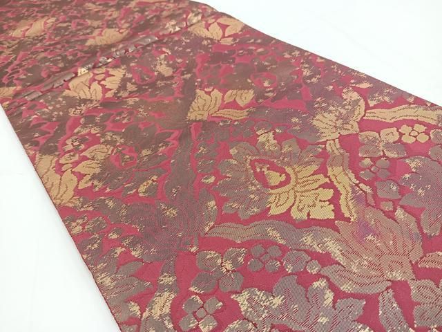 平和屋着物◎西陣 服部織物謹製 六通柄袋帯 こはく錦 更紗花文 金糸