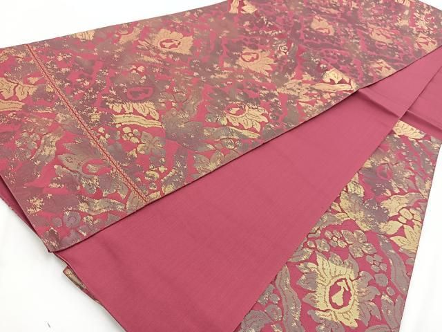 西陣服部織物正絹六通柄袋帯 手織純金箔こはく錦 蜀甲錦文様　新品 パールトン加工 西陣-服部織物謹製」 こはく錦製造元 正絹 最高級品 袋帯