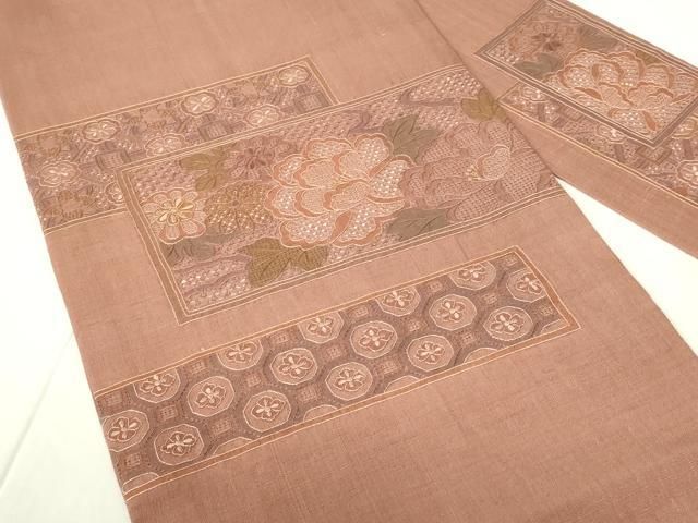 平和屋着物◎中国三大刺繍 スワトウ刺繍 汕頭刺繍 九寸名古屋帯 紬地