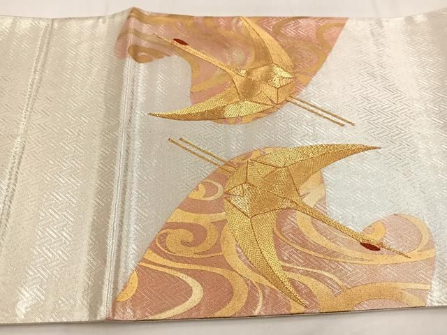 平和屋着物◎中国三大刺繍 相良刺繍 太鼓柄袋帯 駒刺繍 飛鶴流水文