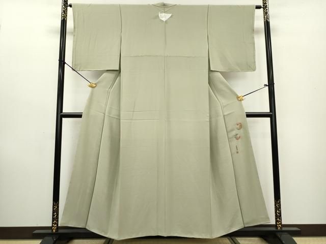 平和屋着物□上質な色無地 作家物 ワンポイント 裏葉柳色 正絹 逸品